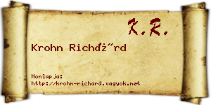 Krohn Richárd névjegykártya