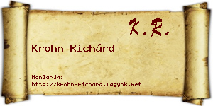 Krohn Richárd névjegykártya